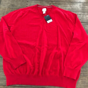 NWT St John’s Bay XXL Red V Neckline Pullover Sweater Cotton Blend Lightweight